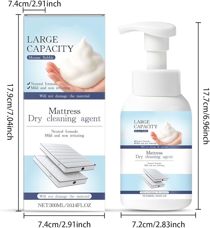 Large Capacity Mattress Dry Cleaning Agent, 300ml/10.14oz, Neutral Formula, Non-Irritating Stain Remover