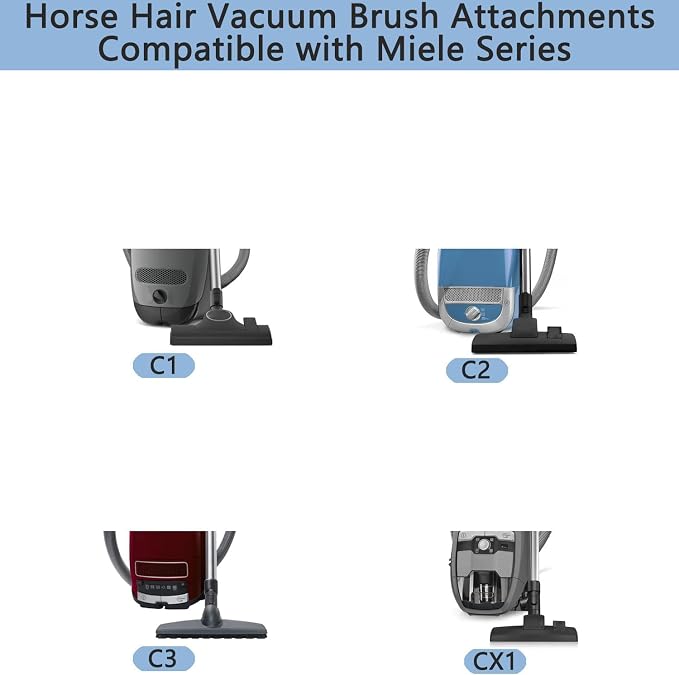 Vacuum Attachments Brush Head Compatible with Miele C1 C2 C3 Vacuum Cleaners, Hardwood Floor Brush 35mm(1-3/8'') for Low-Pile Carpets and All Smooth Floors Household Cleaning Attachment Kit