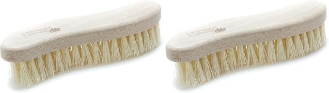 Konex Heavy Duty Scrub Brush - Old-Fashioned Wooden Design, Curved for Bathtubs, Wall and Floor Tiles - S-Shaped for Grime and Mildew Removal (Pack of 2)