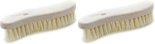 Konex Heavy Duty Scrub Brush - Old-Fashioned Wooden Design, Curved for Bathtubs, Wall and Floor Tiles - S-Shaped for Grime and Mildew Removal (Pack of 2)