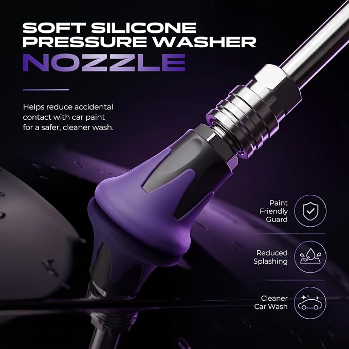 2 Pcs Pressure Washer Nozzle, 25 Degree/40 Degree Stainless Steel Silicone | Power Washer Tips with 1/4" Male Quick Connect, High Efficiency Cleaning, Car Washing, Patio Cleaning