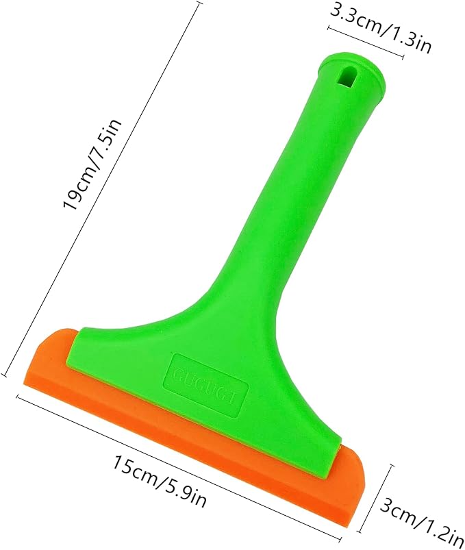 Super Flexible Silicone Squeegee, Auto Water Blade, Water Wiper, Shower Squeegee, 5.9'' Blade and 7.5'' Long Handle, for Car Windshield, Window, Mirror, Glass Door