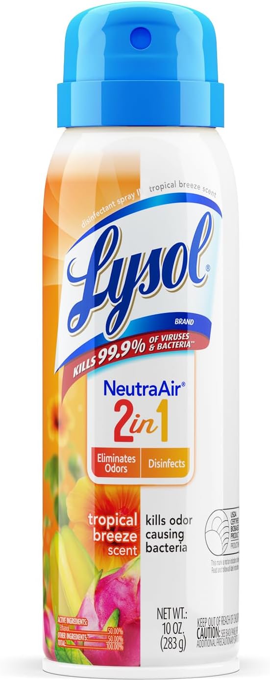 Lysol Neutraair Disinfectant Spray, 2 In 1: Eliminates Odors and Disinfects, Tropical Breeze, 10 Fl. Oz