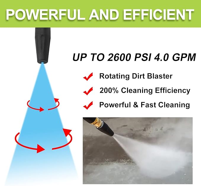 Pressure Washer Replacement Spray Wand with Turbo Nozzleand 5 Spray Tips and Belt Clip Nozzle Holder, Compatible with Bosch, AR Blue Clean, Stanley Pressure Washers