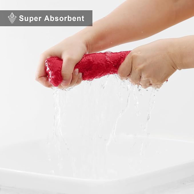 Homaxy 24 Pack Dish Towels for Kitchen (10 x 20 Inches, Red), Super Soft and Absorbent Coral Velvet Dish Cloths for Washing Dishes, Nonstick Oil Fast Drying Microfiber Cleaning Cloth