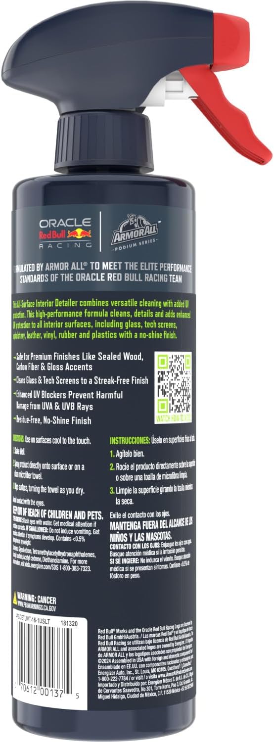 Armor All Podium Series Interior Detailer Spray, 16 fl oz, Car Detailing Spray Developed in Collaboration With Oracle Red Bull Racing