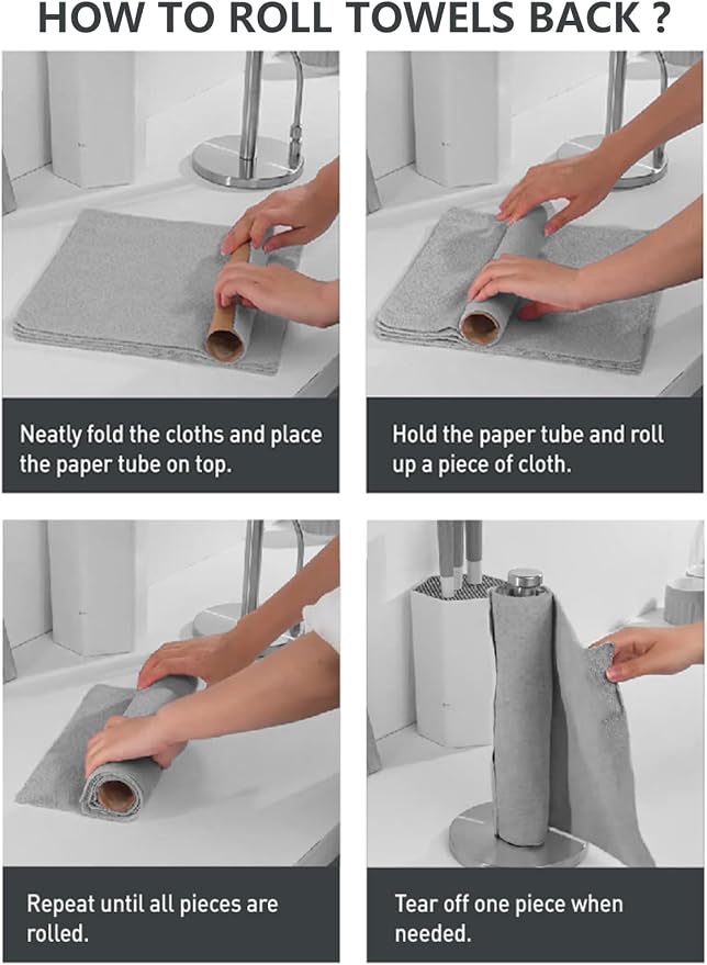 Fantasticlean Microfiber Cleaning Cloth Roll- 60 Sheets,12" (Grey, Dimgrey) | Super Absorbent, Lint-free, Tear-away Microfiber Towel Roll, for All-Purpose Cleaning