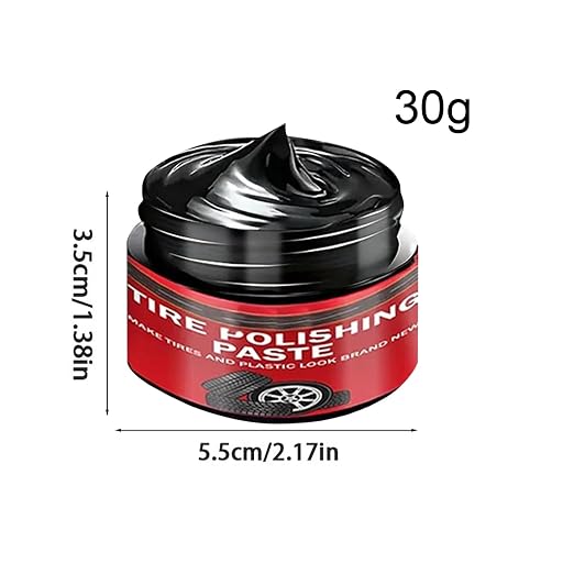Tire Polishing Paste, 30g Black Car Tire Polishing Wax, Tire Shine, Deep Black Shine, Trim Restorer with Conditioning Formula, Water Resistant Coating for Seats Dashboards Trucks Motorcycles Sedan SUV