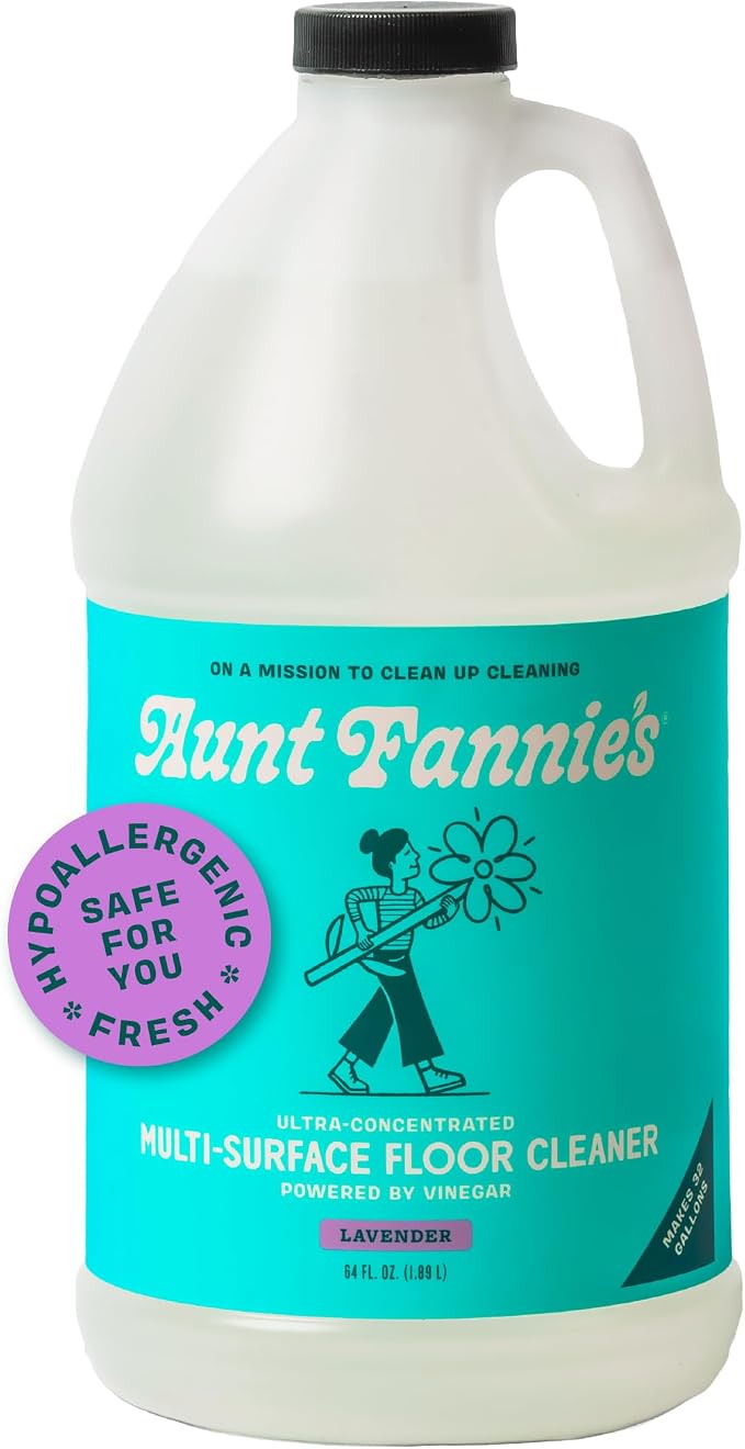 Aunt Fannie's Ultra Concentrated Vinegar Floor Cleaner, Lavender, 64 oz. | Refill Size Multi-Surface Natural Vinegar Cleaning Solution for Mopping, Safe to Use on Vinyl, Hardwoods & Tile, EWG A-Rated