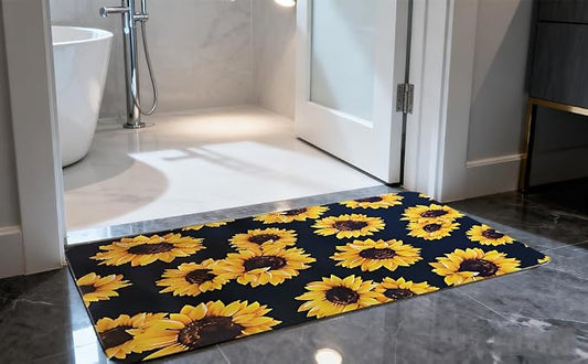 Sunflower Dish Drying Mat ,Absorbent Drying Mat,Easy Clean Rug For Kitchen,Bath,Bathroom,Kitchen Decor And Accessories(sunflower) (17*27inches)