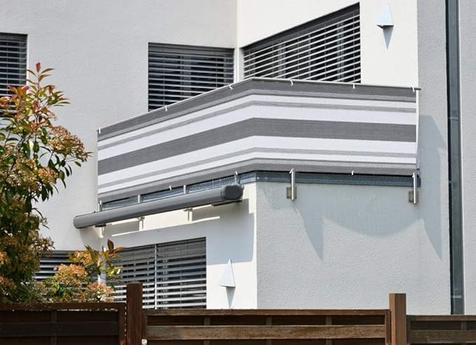 LOVE STORY 3' x 10' Balcony Privacy Screen Cover, Silver Grey White | HDPE Fabric, 95% UV Block, Fence Cover for Patio Deck, Railing Screen for Porch, Privacy Protective, Custom Size Available