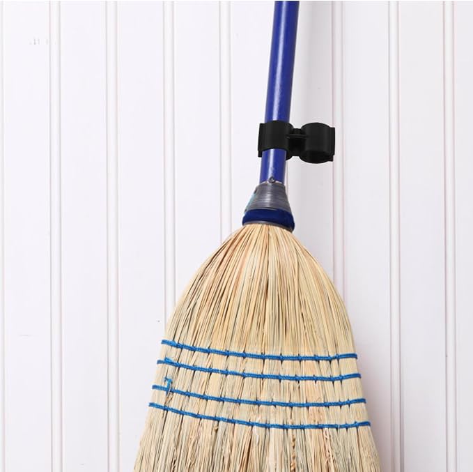 BESPORTBLE 4pcs Broom Connection Buckle - Plastic Dustpan Clip & Broom Holder Connector for 1.8-2cm Pipes: Room Organization Storage Organizer Black