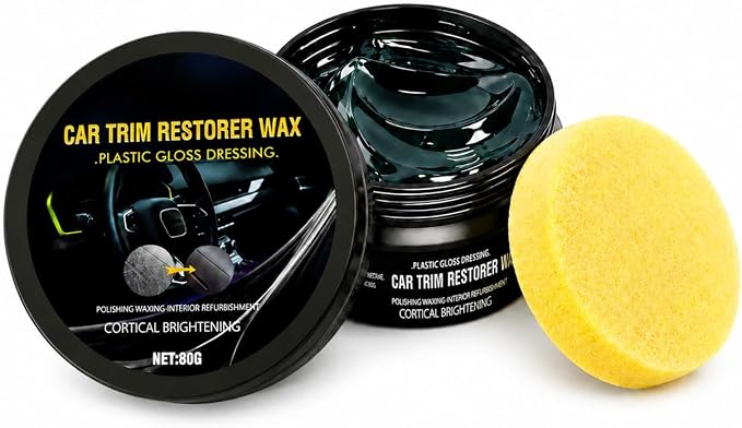 Plastic Restorer for Cars, Black Restoration for Interior & Exterior, 80g | Restore faded black plastic, trim, rubber, vinyl and dashboard with UV protection, ceramic coating and water-resistant care