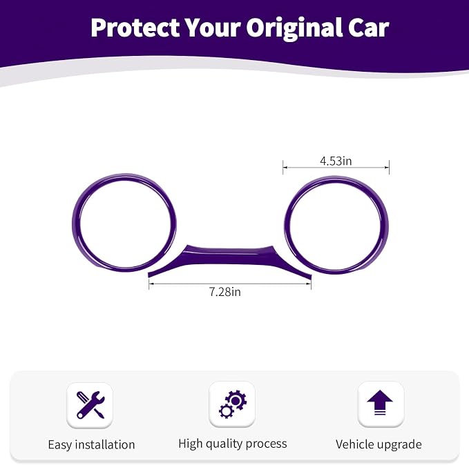 RT-TCZ for Jeep JL Dash Cluster Instrument Panel Insert Gauges Trim Ring Cover for Jeep Wrangler JL JLU Gladiator JT 2018-2023 Purple Interior Accessories 3pcs