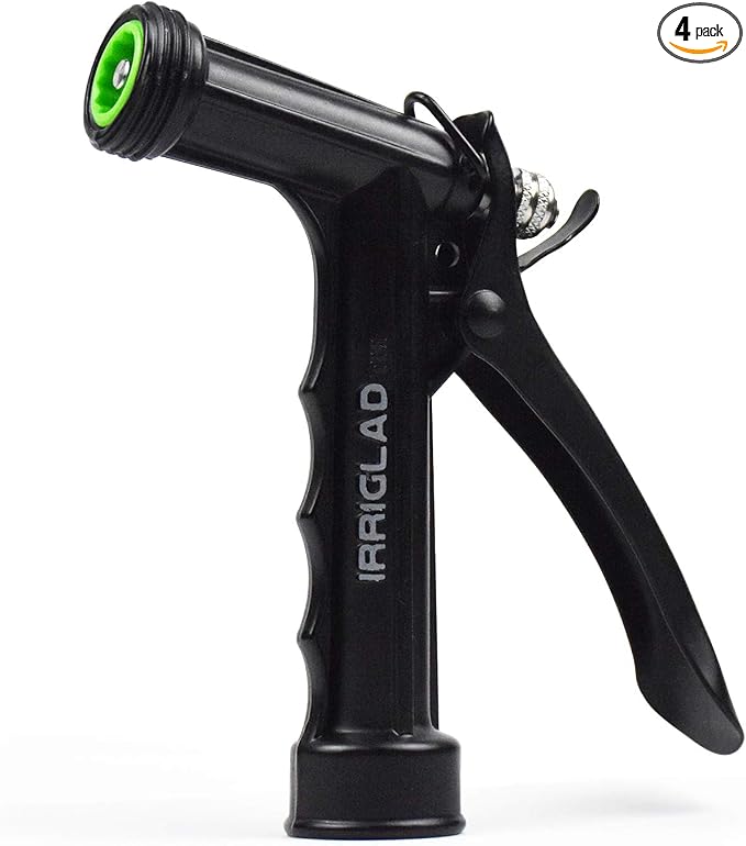 Hose Nozzle 4 Pack, Full Size Pistol Grip Water Nozzle Sprayer with Threaded Front, High Pressure Nozzle, Adjustable Spray Water Flow for Watering Plants, Showering Pet, Washing Car, Cleaning