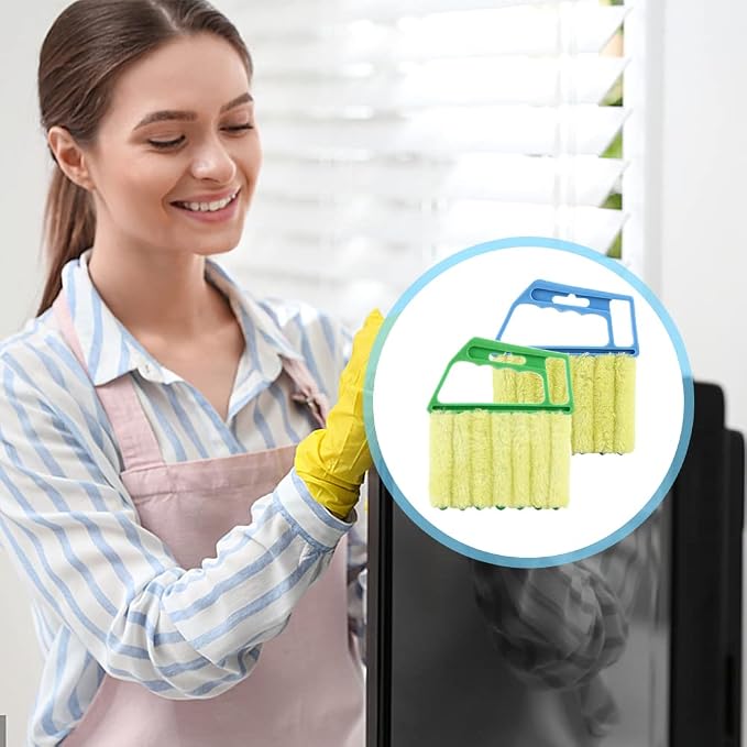 2Pcs Window Venetian 7 Finger Dusting Cleaner Tool and 1Pc Window Blind Duster Brush Hand-Held Window Shutters Venetian Shades Brush Air Conditioner Duster Dirt Cleaner