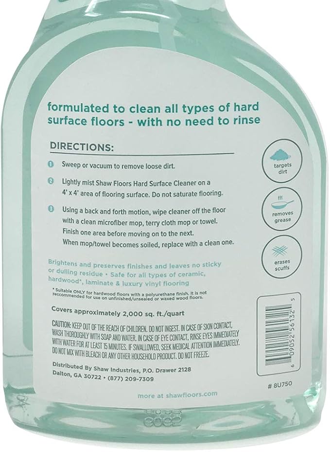 Shaw Floors Hard Surface Floor Cleaner for Ceramic Laminate Hardwood and Luxury Vinyl 32oz Spray