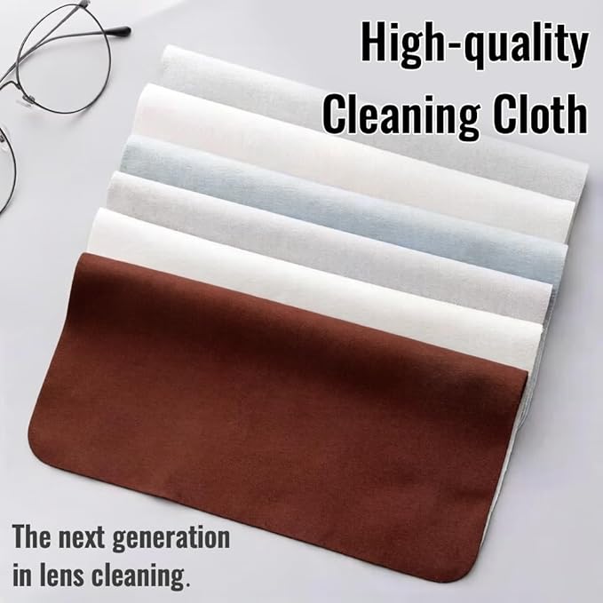 10 Pack Microfiber Chamois Cleaning Cloths, Safety & Scratch-Free Lens Cleaning, Premium Lint-Free Lens Cloth for Glasses, Phone Screen, Camera Lens, Car Screen &Mirror, VR/AR Headset, Reusable, Khaki