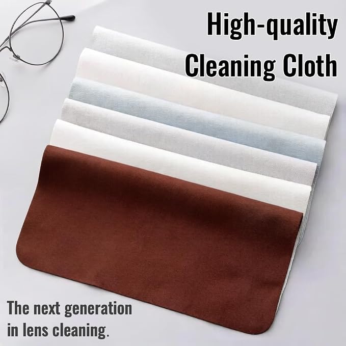 10 Pack Microfiber Chamois Cleaning Cloths, Safety &Scratch-Free Lens Cleaning, Premium Lint-Free Lens Cloth for Glasses, Phone Screen, Camera Lens, Car Screen &Mirror, VR/AR Headset, Reusable, Coffee