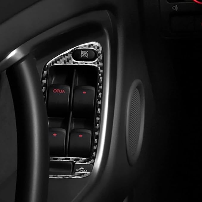 JKYUKU Real Carbon Fiber for Subaru Accessories Door Glass Lifting Control | for Legacy/Outback 2005-2009, Black Door Glass Lifting Control Window Power Switch Buttons Sticker, Premium Sporty Look