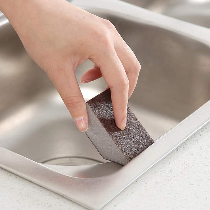 Krisler 8pc Carborundum Sponge Nano Emery Sponges Caspian Stone Pot Clean Brush Rust Eraser Grit Scouring Pads Pot Cleaning Pads with Carborundum Washing Kitchen Cleaner Tool(thickness-1inch)
