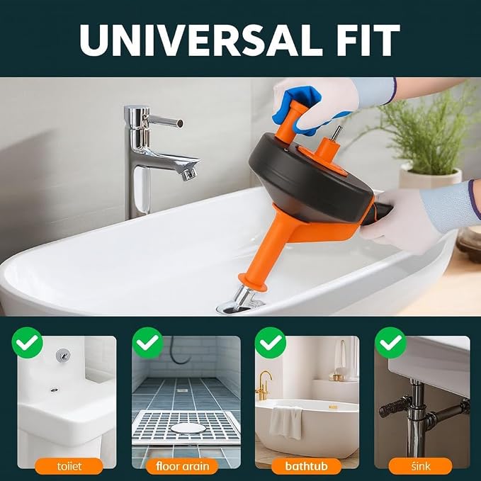 42 FT Drain Snake Hair Drain Clog Remover, Manual Or Powered, Plumbing Snake With Drill Adapte,Unclog Sink Drain Tool, Drain Auger for Toilet、Shower、Kitchen、Sink, No Auto Retract Or Feed, Orange