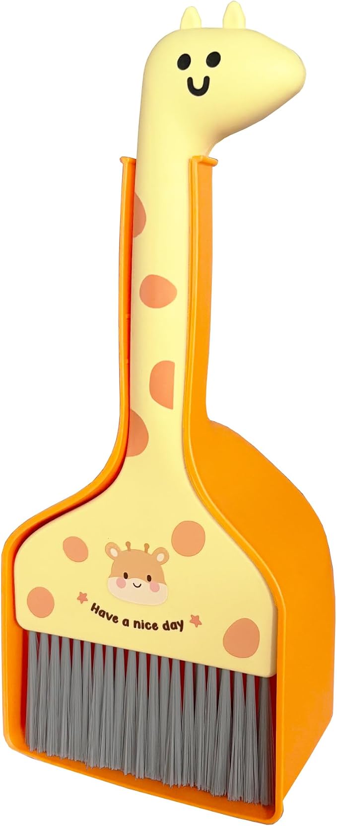 Mini Broom and Dustpan Set Cartoon Small Broom with Dustpan Combo Set Cute Cleaning Kit for Home Office Floor (Orange)