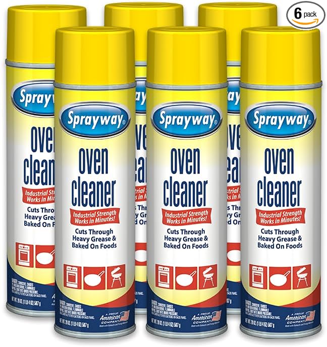 Sprayway Oven Cleaner Aerosol Spray, 20oz, Pack of 6 | Foaming Action, Cuts Through Grease & Baked-On Food | No Scraping, Works on Warm or Cold Ovens, Grills, Grates