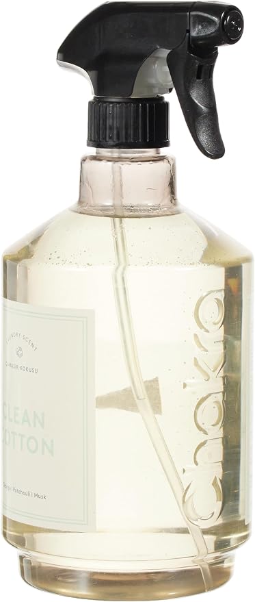 Chakra Freshener Fabric Spray - Long-Lasting Multi-Purpose Laundry Scent for Bedding, Clothes & Home Fabric Deodorizer, Luxury Room Deodorizer, Linen Spray w/Trigger, 33.8 fl oz, Clean Cotton