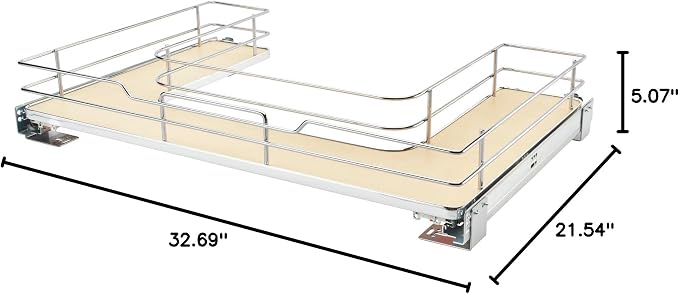 Rev-A-Shelf Solid Surface U-Shape Pullout Organizer for Sink Base Cabinets w/Soft-Close