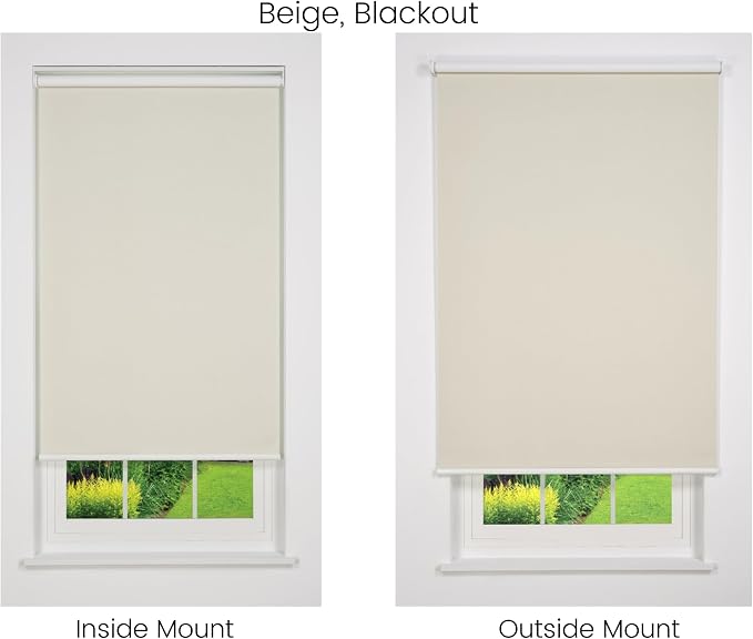 Cordless Sierra Blackout Roller Shade, Beige 32 W x 78 H (Arrives 1/4" Narrower)