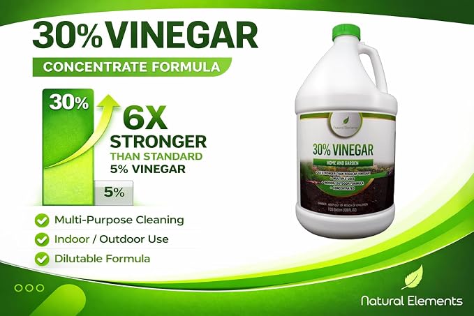 Natural Elements 30% Vinegar | Home & Garden | 6X Cleaning Power | Multiple Uses | 1 Gallon