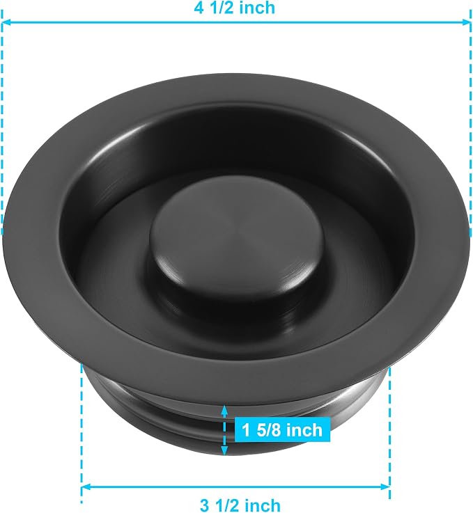 LQS Kitchen Sink Garbage Disposal Flange and Sink Stopper, fit 3-1/2 Inch Standard Sink Drain Hole Color Black