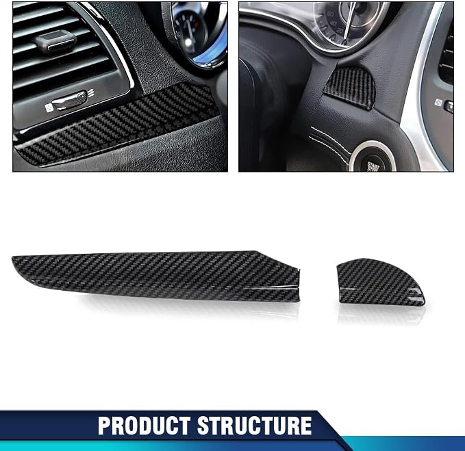 PIT66 Central Control Dashboard Cover Trim Bezel Fit Chrysler 300 2011-2023 | Black Carbon Fiber Polished