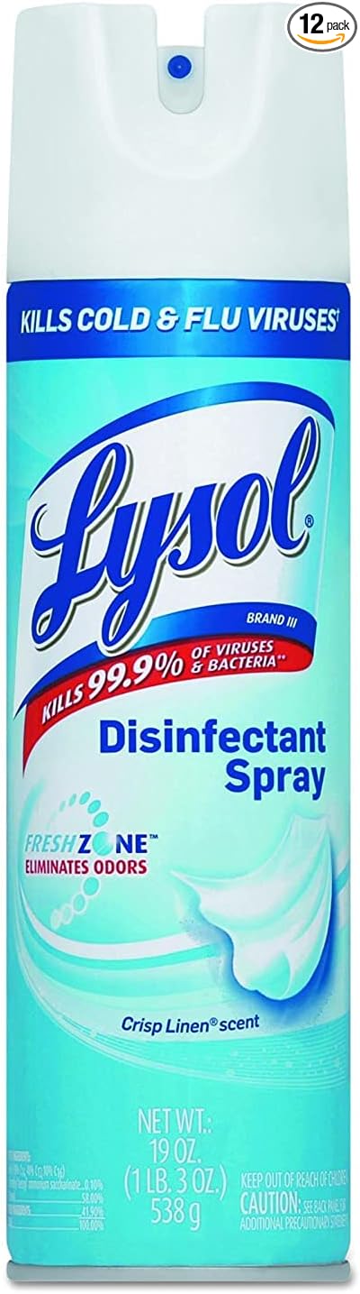 Lysol Disinfectant Spray, Crisp Linen, 19 Ounce (Pack of 12)
