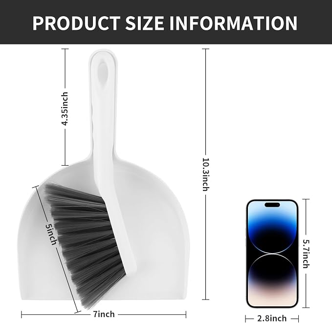 Small Broom and Dustpan Set, Dustpan and Brush Set, Small Brush and Dustpan Set, Mini Handheld Dustpan and Brushes Combo for Home, Desktop, Kitchen, pet