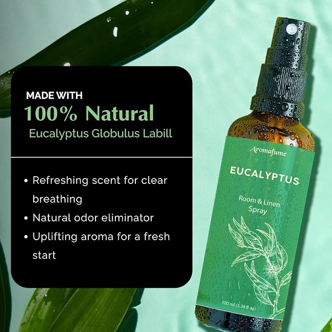 Eucalyptus Air Freshener Spray for Room, Linen & Pillow 100ml by Aromafume | Made with Pure Eucalyptus Essential Oil | Aromatherapy Spray to Refresh & Revitalize | Mist for Bedding, Fabrics