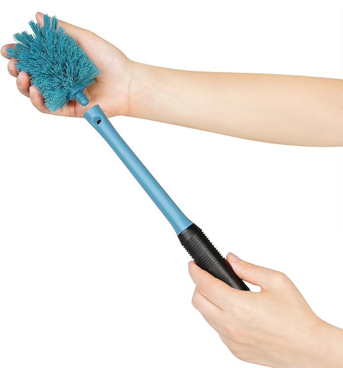 MOSOLAN 2-in-1 Water Bottle Brush and Straw Cleaner Brush, Long Handle Scrub Brush with Replaceable Head for Water Bottles, Glasswares, Mugs, Flasks, Tumblers and Kitchen Sink, Smokey Blue, 1 Pack
