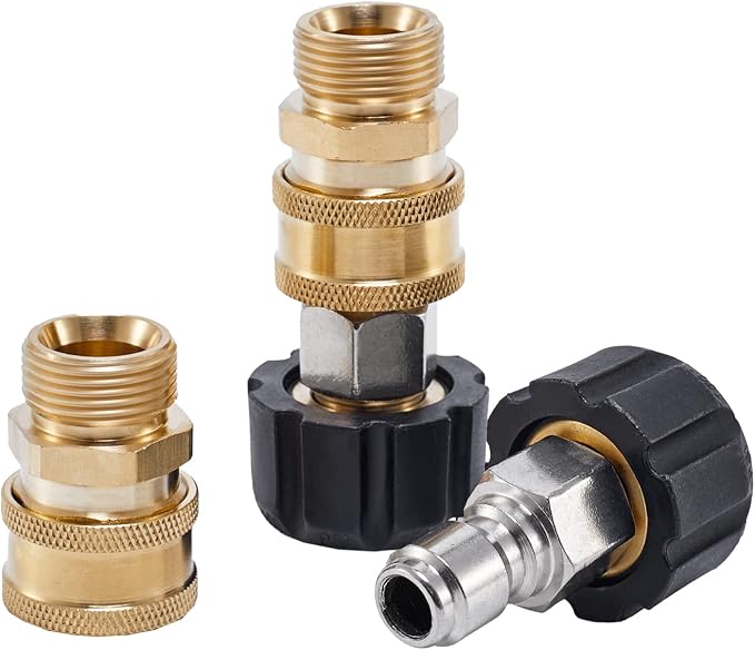 Raincovo Pressure Washer Quick Connect Fittings, M22 14mm to 3/8 Inch | Quick Connect Pressure Washer Hose Adapter, 4 Pieces