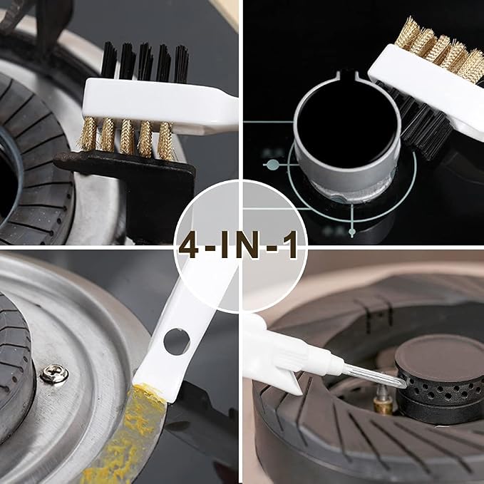 2pcs Kitchen Gas Stove Cleaning Brass Wire Brush Putty Scraper Rust Grease Grime Cleaner