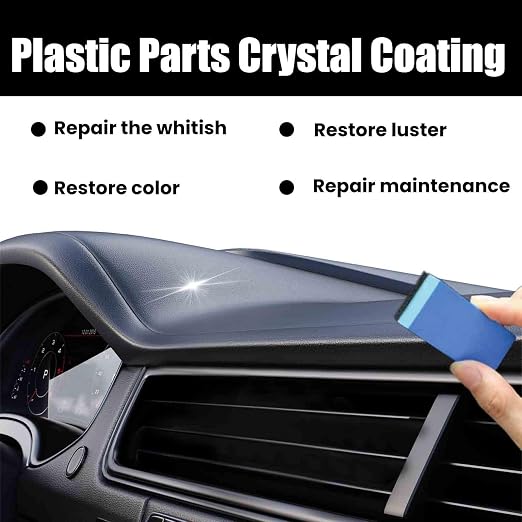 Crystal Coating for Car Plastic Parts, Plastic Restorer Refurbish Agent with Sponge, Automotive Exterior and Interior PlasticParts Scratch Remover, Car Ceramic Coating (3PCS)