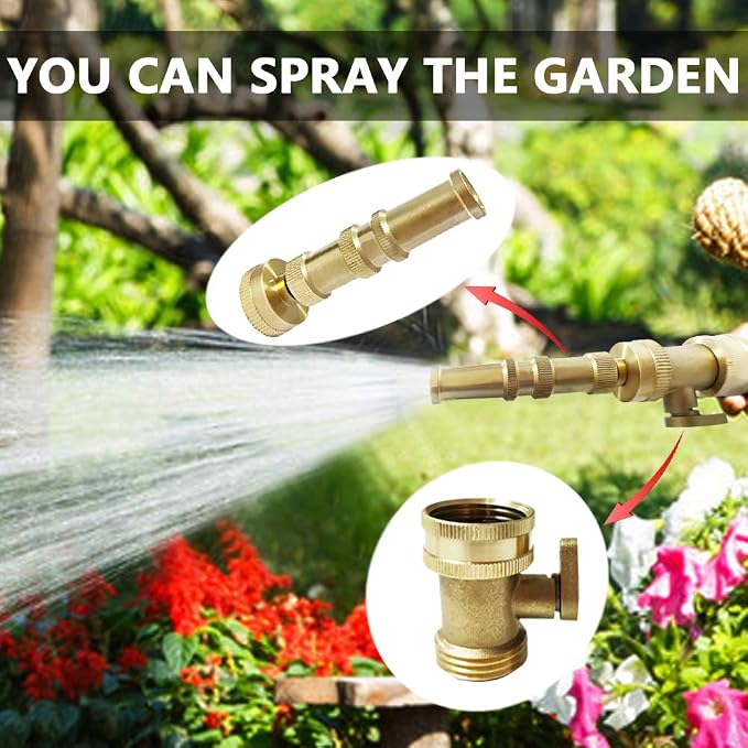HQMPC Heavy Duty Brass Shut Off , Brass Water hose valve On/Off valve garden hose Connector (2PCS) +4 Extra Pressure Washers