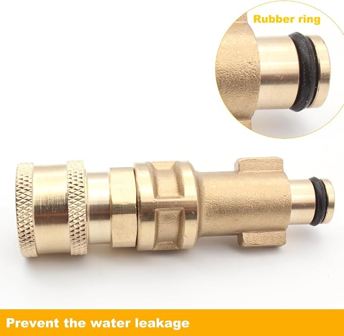 Brass Pressure Washer Gun Adapter,Electric Power Washer Accessory Part,1/4"Quick Connector,5 Nozzle Tips,Compatible with Bosch Portland, Ryobi, Greenworks, Husky,Short Replacement Wand for Foam Cannon