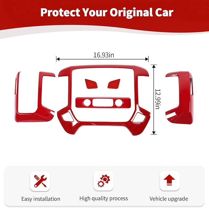 RT-TCZ for Silverado Red Dash Panel Trim Cover for GMC Sierra Chevy Silverado 2014-2017 ABS Interior Accessories 4pcs