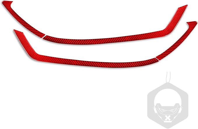 Red Real Carbon Fiber Trim for Nissan Rogue Accessories | for 2014 2015 2016 S SL SV Headlight Eyebrow Eyelid Strip Sticker Exterior Thick Overlay Decal