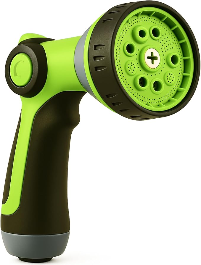 Garden Hose Nozzle – 8-Pattern Hose Sprayer with Thumb Control – Watering Tool for Garden, Car Wash, Lawn Care & Pet Shower