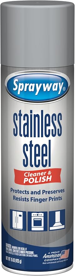 Sprayway Stainless Steel Cleaner Aerosol Spray (Water-Based), 15oz, Pack of 6 | Cleans, Polishes, Protects | Resists Fingerprints | Ideal for All Stainless Steel Appliances & Surfaces