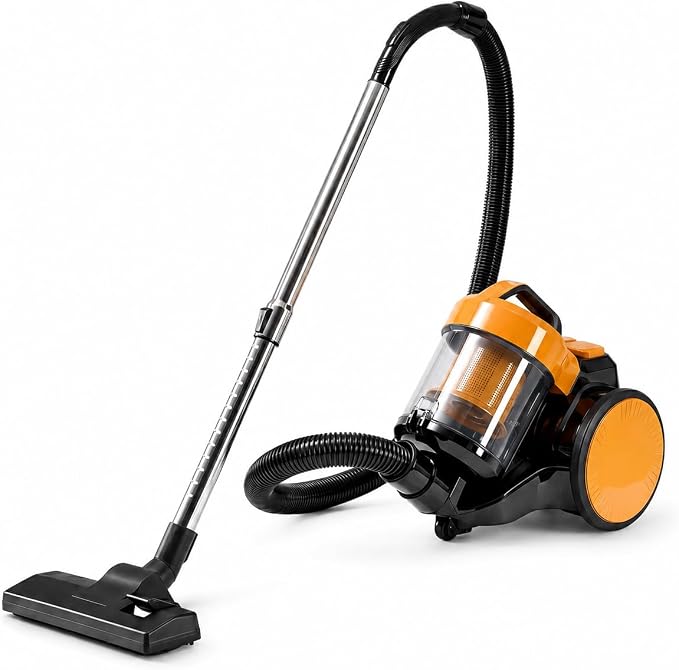 Simple Deluxe Household Portable 16.4Ft Vacuum Cleaner, 16Kpa Bagless Canister Cleaner, Lightweight Powerful Vacuum for Carpets and Hard Floors, with Washable HEPA Filter, Yellow