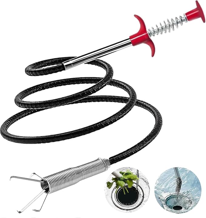 Drain Snake,79 inch Flexible Grabber Claw Pick Up Reacher Tool,Drain Clog Remover - Gutter Cleaning Tools for Home Sink, Bathroom Tub,Drain, Toilet, Tight Spaces