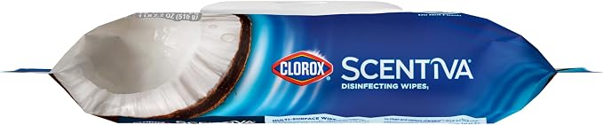 Clorox Scentiva Disinfecting Wipes, Coconut and Waterlily, 75 Count, Pack of 3 (Package May Vary)